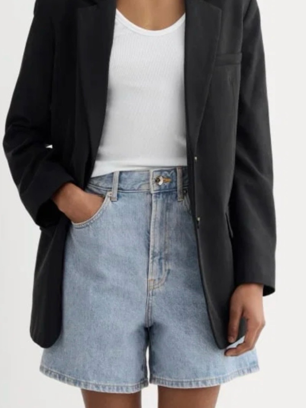 Everlane The Way-High A-Line Denim Shorts Light Wash Blue Size 29